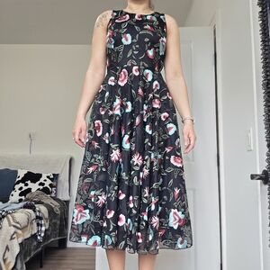 Johnny Was Black Skirt with Colorful Floral Design